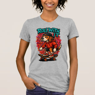 T-shirt Beagle de style street planche à roulettes graffit