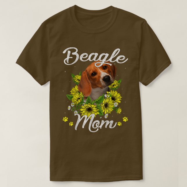 T-shirt Beagle de tournesol maman chien maman Fête des mèr (Design devant)