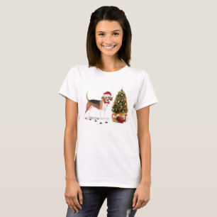 T-shirt Beagle drôle Chien de Noël avec arbre