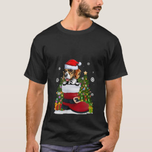 T-shirt Beagle drôle dans la chaussure Santa Hat Vilain No