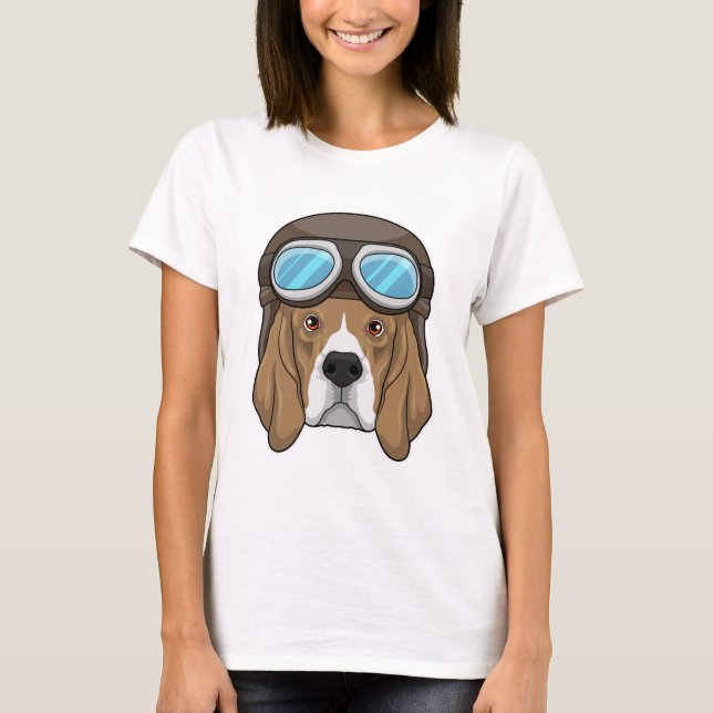 T-shirt Beagle en tant que pilote avec casquette pilote (Devant)
