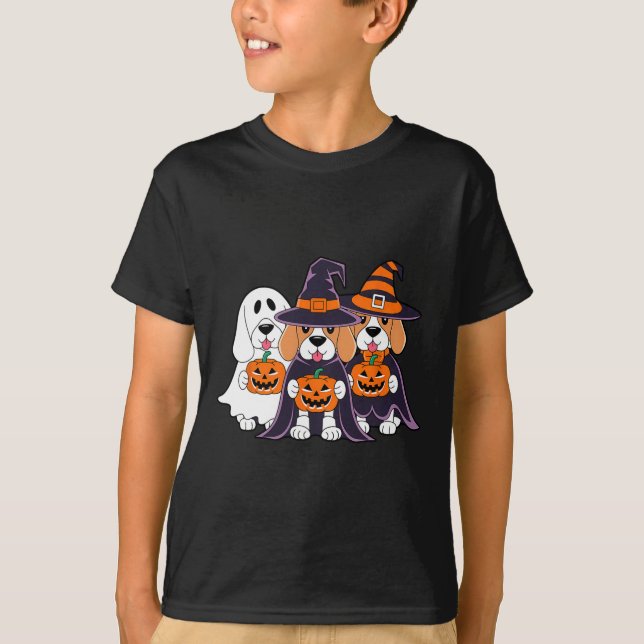 T-shirt Beagle Ghost Citrouille Halloween Conception Pour  (Devant)