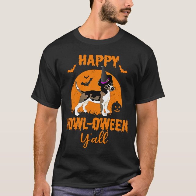 T-shirt Beagle Halloween Happy Howloween Chien jeu (Devant)