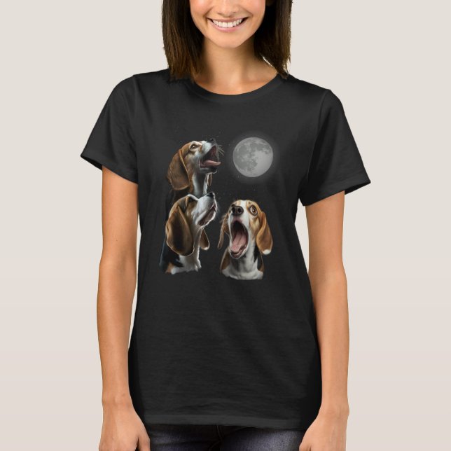 T-shirt Beagle Howling At Moon for Mom & Dad (Devant)