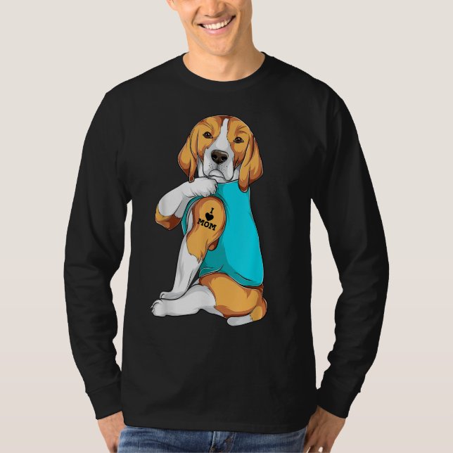 T-shirt Beagle I Love Maman Vêtements Chien Maman Cadeaux  (Devant)