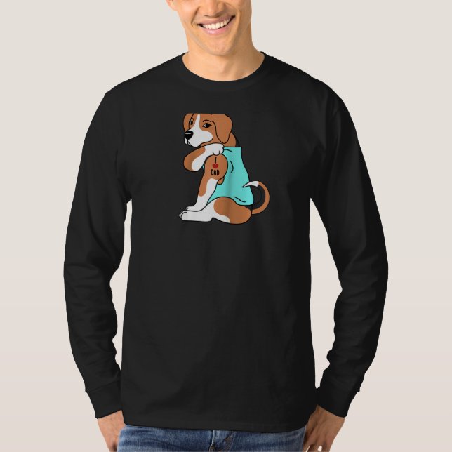 T-shirt Beagle I Love Papa Chien Raglan (Devant)