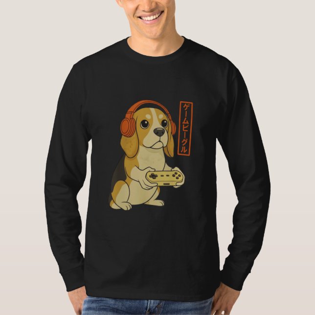 T-shirt Beagle Japanese Gamer Men Women Boy Funny Video Ga (Devant)