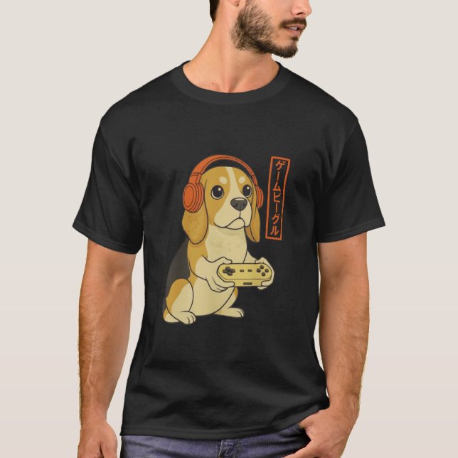 T-shirt Beagle Japanese Gamer Men Women Boy Funny Video Ga (Devant)