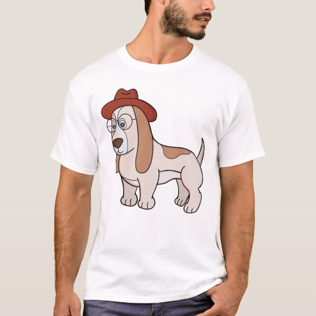 T-shirt Beagle lunettes avec Fedora (Devant)
