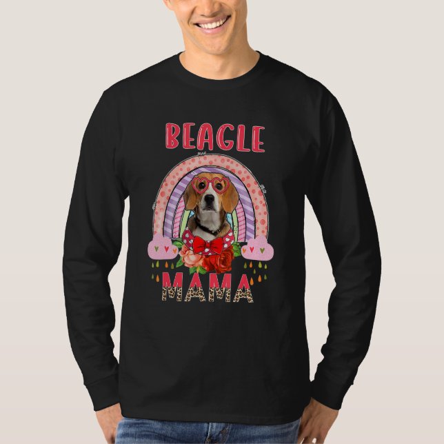 T-shirt Beagle Mama mignonne Arc-en-ciel Fleurs de chien e (Devant)