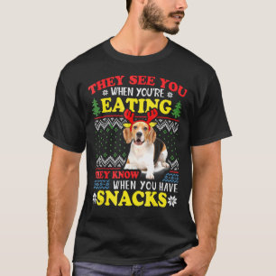 T-shirt Beagle Mauvais Noël Ils Vous Voient Quand Vous Man