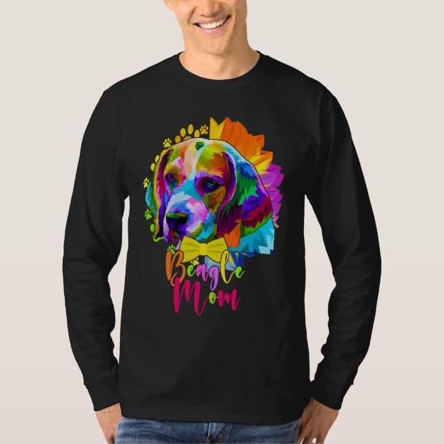 T-shirt Beagle Mom Cute Colourful Dog Sunflower  Mother's  (Devant)