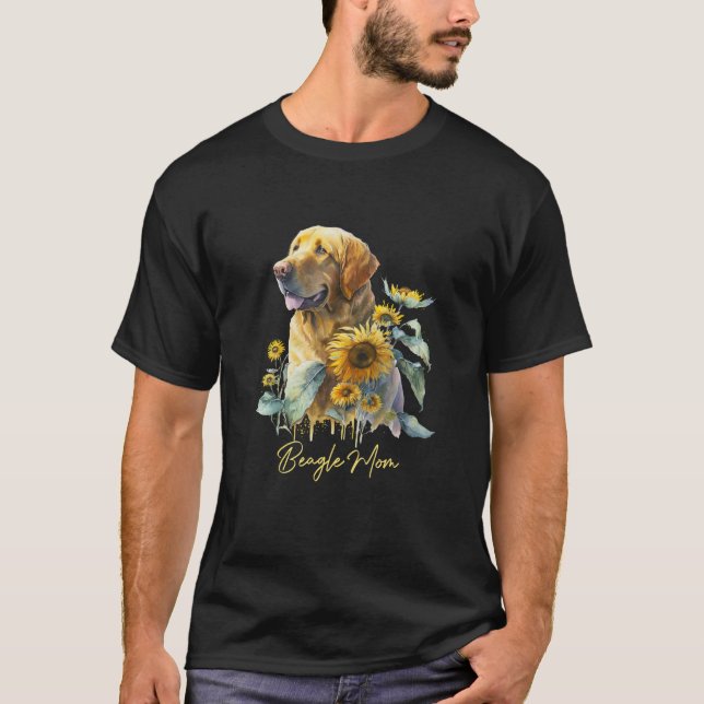 T-shirt Beagle Mom Sunflower With Dog Paw Mother s Day (Devant)