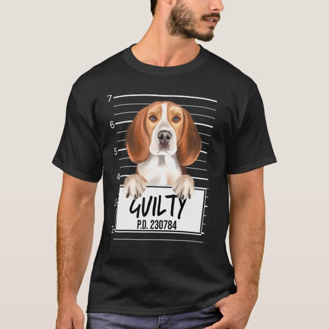 T-shirt Beagle Mugshot Coupable Chien (Devant)