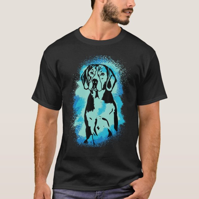 T-shirt Beagle Paint Blue Design Dog Mom Dad_1 (Devant)