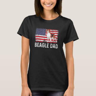T-shirt Beagle Papa Américain Drapeau 4 juillet Patriotiqu