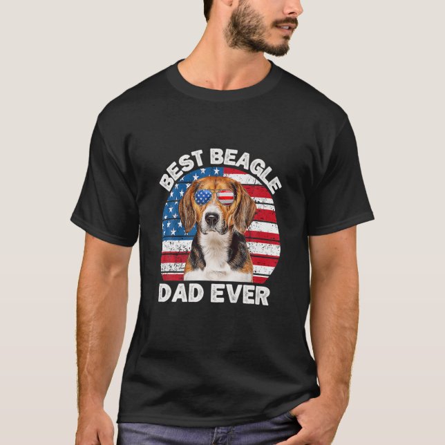 T-shirt Beagle Papa Américain Drapeau mignon Beagle Amoure (Devant)