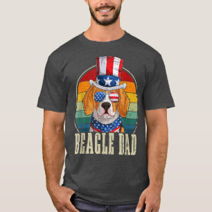 T-shirt Beagle Papa Lunettes de soleil Retro 4 juillet Usa