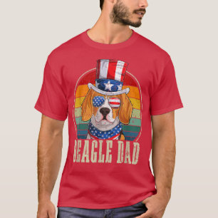 T-shirt Beagle Papa Lunettes de soleil Retro 4 juillet Usa