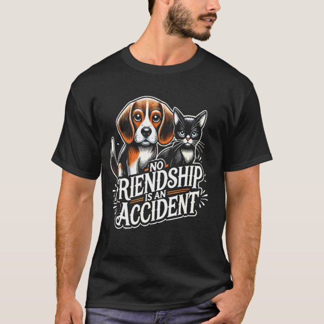 T-shirt Beagle Pas D'Amitié Accident Chat Chiot (Devant)