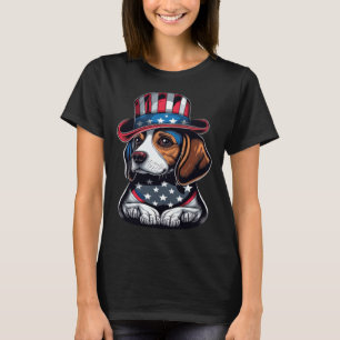 T-shirt Beagle patriotique portant USA Drapeau patriotique