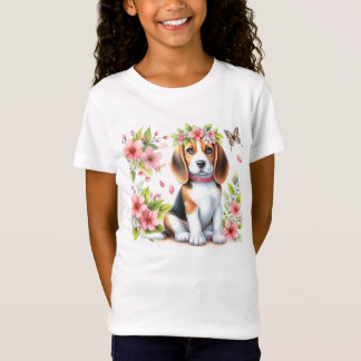 T-shirt Beagle Ressort rose Fleurs