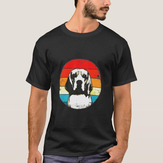 T-shirt Beagle Retro Chien Papa maman (Devant)