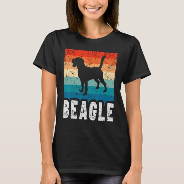 T-shirt Beagle Retro Stripes Vintage Silhouette Dog (Devant)