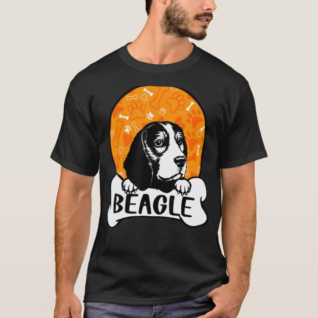 T-shirt Beagle Rétro Vintage Silhouette mignon chien (Devant)