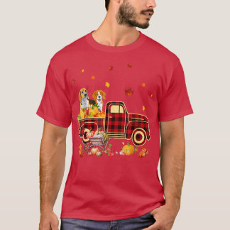 T-shirt Beagle Riding Truck Pumpkin Autumn Leaves Fall 
