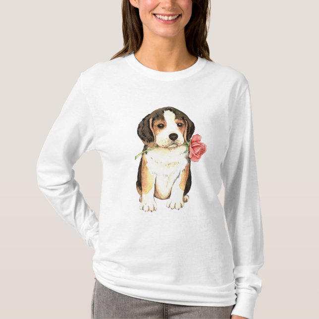 T-shirt Beagle rose de Valentine (Devant)