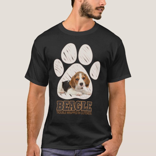 T-shirt Beagle, Trouble Enveloppé dans la laideur (Devant)