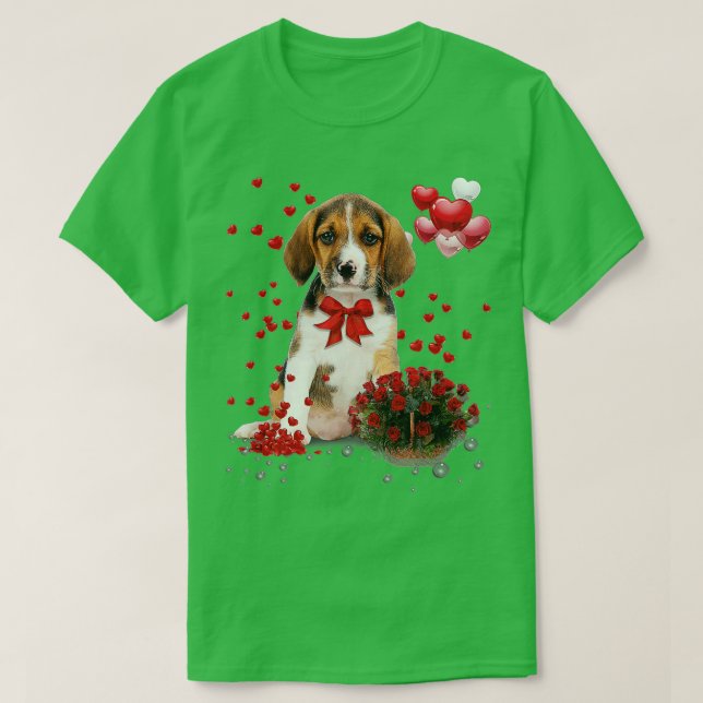 T-shirt Beagle Valentines Chemise de Jour Drôle Amoureux C (Design devant)