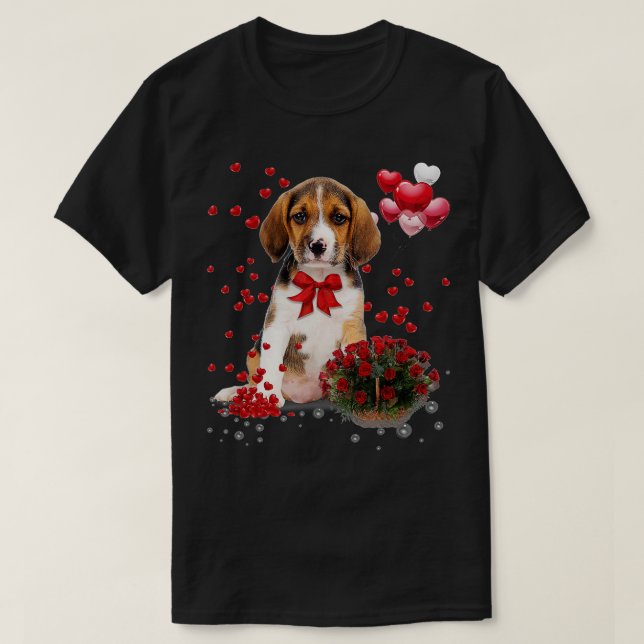 T-shirt Beagle Valentines Chemise de Jour Drôle Amoureux C (Design devant)