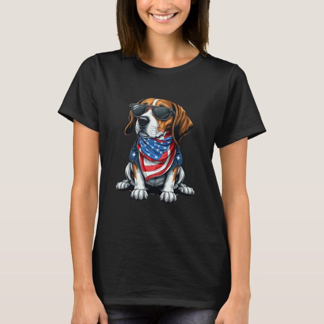 T-shirt Beagle Wearing An American Flag Patriotic USA (Devant)