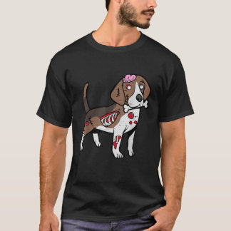 T-shirt Beagle Zombie Chien Costume Os Cute Animal Hallowe