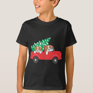 T-shirt Beagles À cheval Un Camion Rouge Beagle Chien Noël