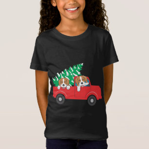 T-Shirt Beagles À cheval Un Camion Rouge Beagle Chien Noël