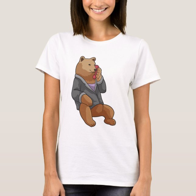 T-shirt Bear as Secretary with Phone (Devant)