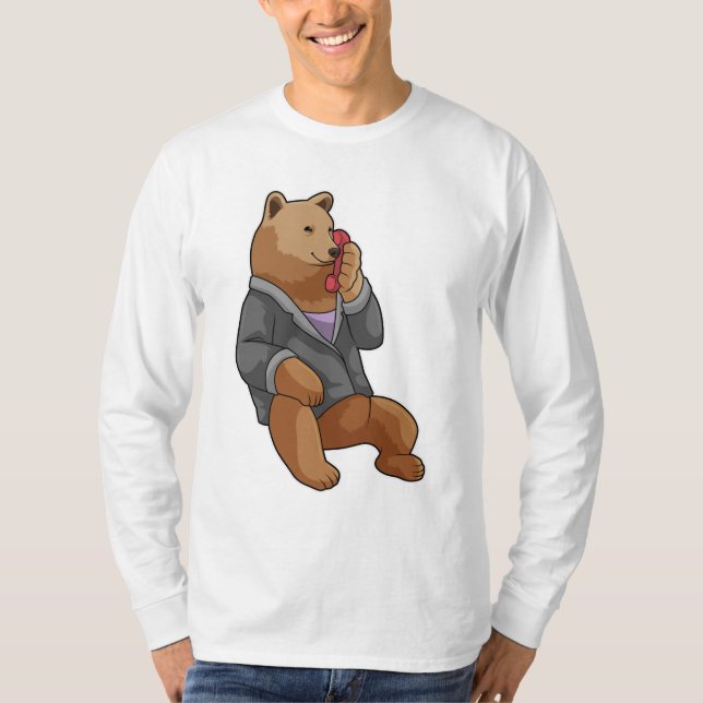 T-shirt Bear as Secretary with Phone (Devant)