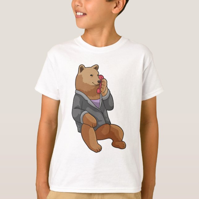 T-shirt Bear as Secretary with Phone (Devant)