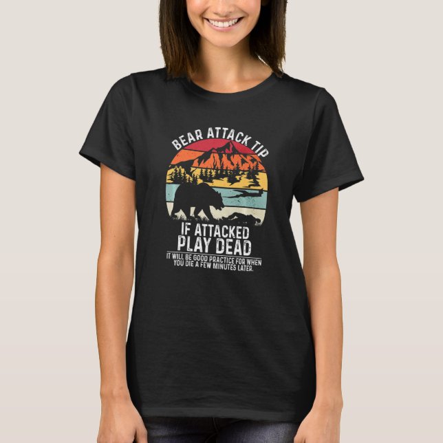 T-shirt Bear Attack Tip Camping Hiking Outdoor Travel Vint (Devant)