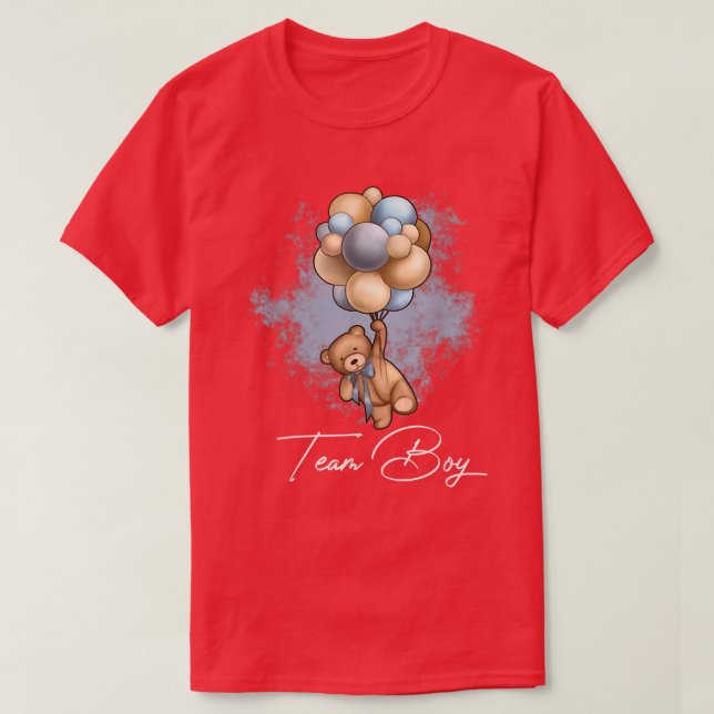 T-shirt Bear Balloons Team Boy Team Girl Baby Genre Revea (Design devant)