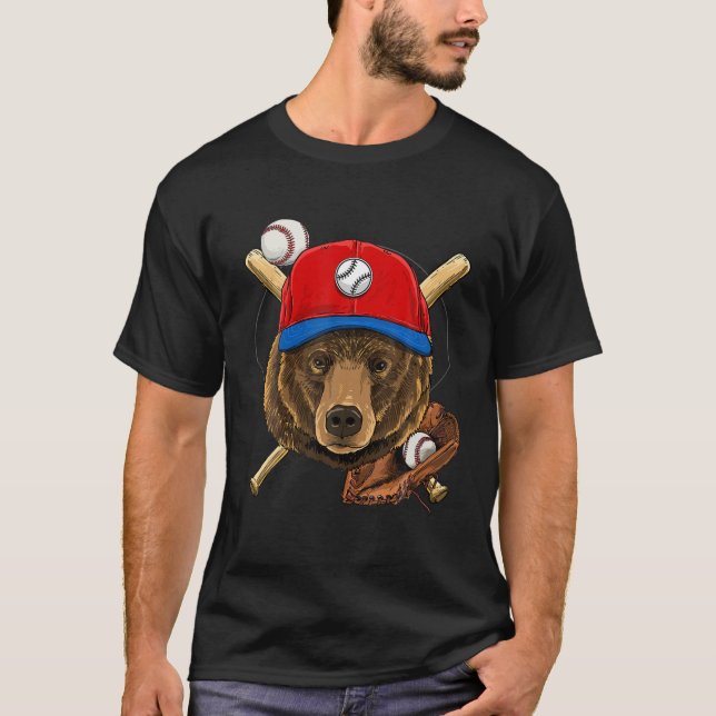 T-shirt Bear Baseball Bear Amateurs de baseball (Devant)
