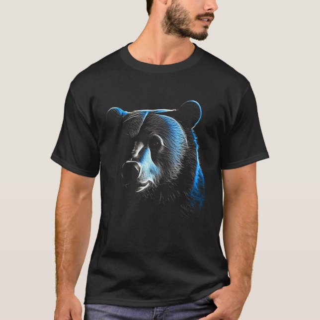 T-shirt Bear Blue - Art Wild Animal Forest Animals Bear (Devant)