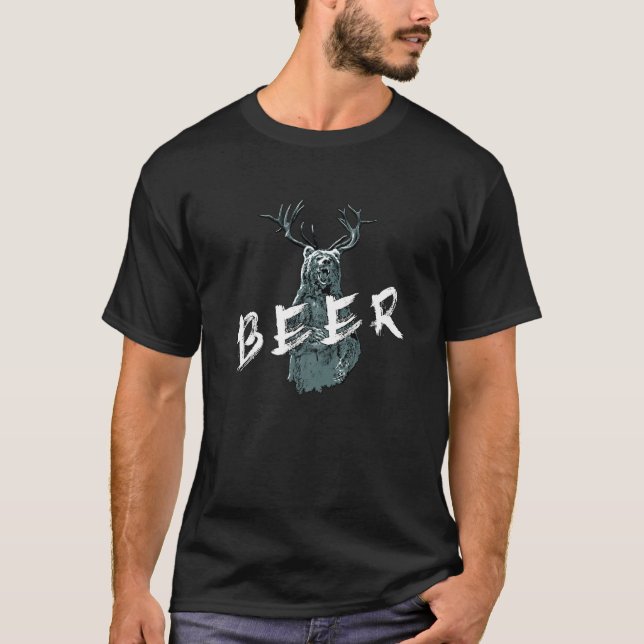 T-shirt Bear Deer Beer  Nature  Wordplay (Devant)