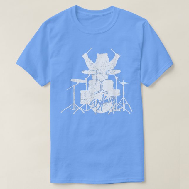 T-shirt Bear Drummer Drumstick Rock Music Band (Design devant)