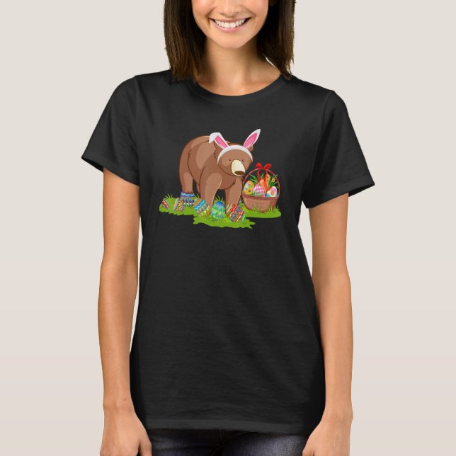 T-shirt Bear Easter Egg Hunting Bunny Grizzly Bear Easter  (Devant)