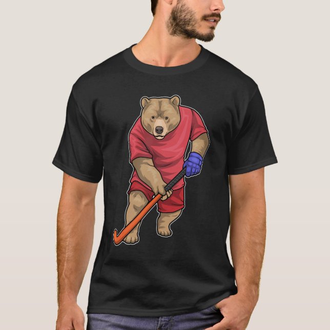 T-shirt Bear Field hockey Field hockey stick Sports (Devant)