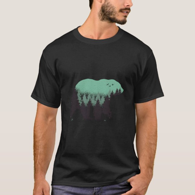 T-shirt Bear Forest Nature Grizzly Hiking Outdoor Hunting (Devant)